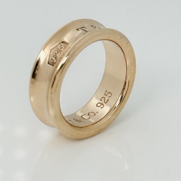 Size 5 Tiffany & Co Gold Plated 1837 Ring in Sterling Silver Concave - Picture 4 of 7